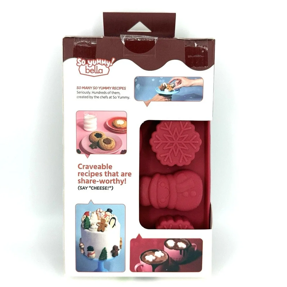 So Yummy Bella 2 Piece Silicone Chocolate Mold Set‎ Holiday Shapes Snowman Santa